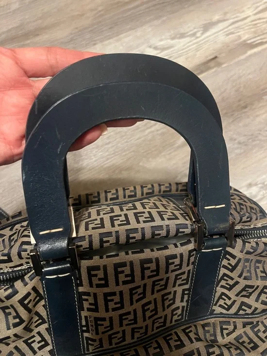 Fendi Brown & Navy FF Logo two way Bag - Picture 3 of 11